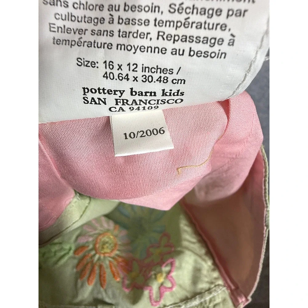 Pottery Barn Kids Madeline Embroidered Pillow Shams Set of3 Sage Green 16x12 NWT